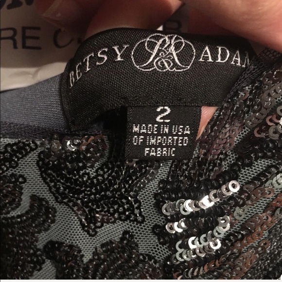 Betsy Adam | Gun Metal Sequined Sheath Dress Sz 2 - Picture 7 of 8